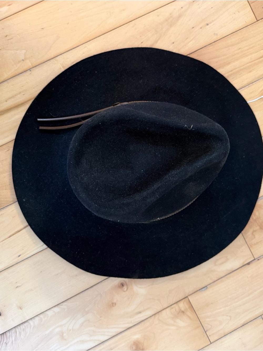 Vintage Men's Black Wide-Brim Wool Fedora Hat